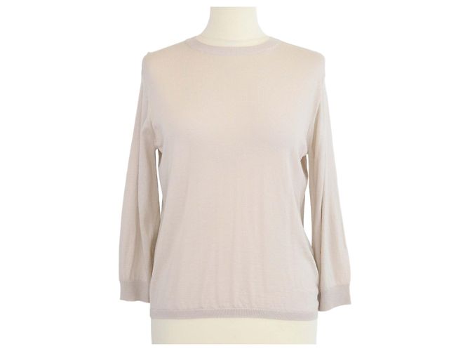 Autre Marque Max Mara S beiger Strickpullover aus Wolle mit Rundhalsausschnitt