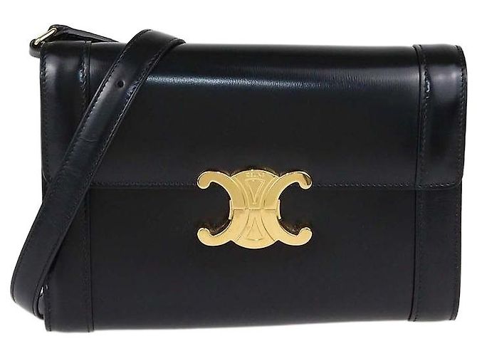 Céline Borsa a tracolla Celine Triomphe in pelle lucida nera Nero