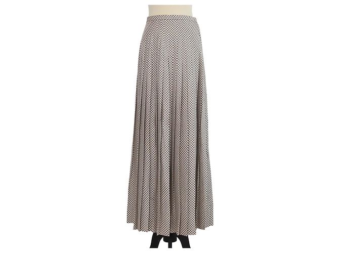 Falda Maxi Clea de Seda Marfil Verde Rojo Loro Piana Roja Crudo