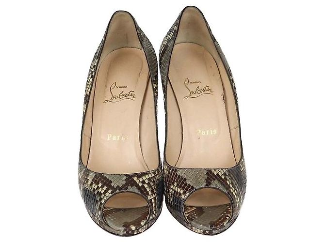 Christian Louboutin Multicolor Python Leather Very Prive Peep Toe Pumps Multiple colors
