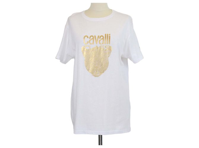 Autre Marque Camiseta Cavalli Class de algodón blanco con estampado de logo