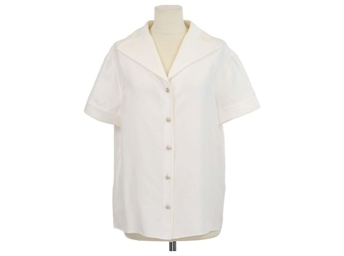 Camicia a maniche corte in seta avorio Chanel Crudo
