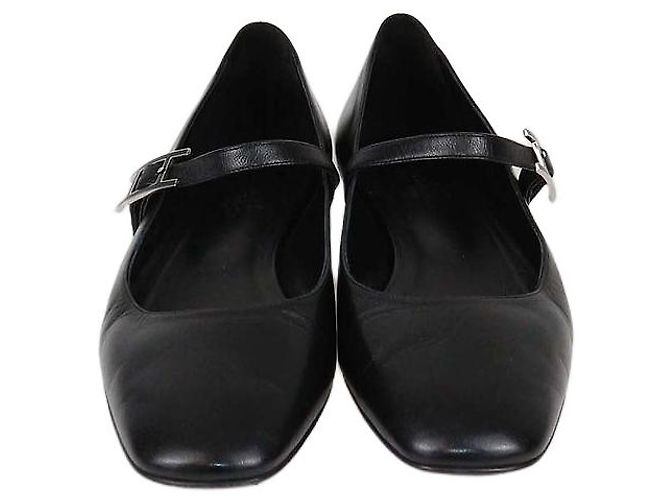 Hermès Hermes Black Leather Jane Ballet Flats