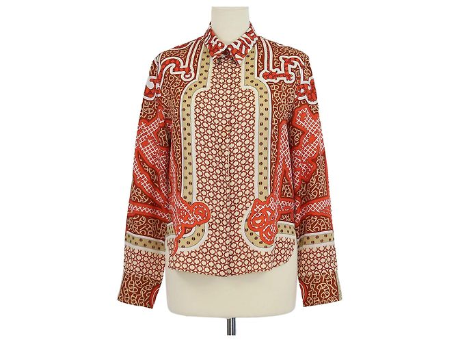 Hermès Camicia Hermes Multicolor in seta con stampa Bandana Eperon d'Or Multicolore