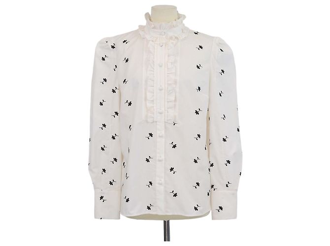 Top de popelina bordada Constance en jersey blanco/negro Erdem