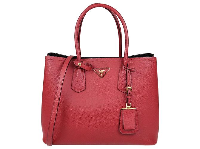 Borsa Tote Prada Large con Doppio Manico in Pelle Saffiano Rossa Rosso