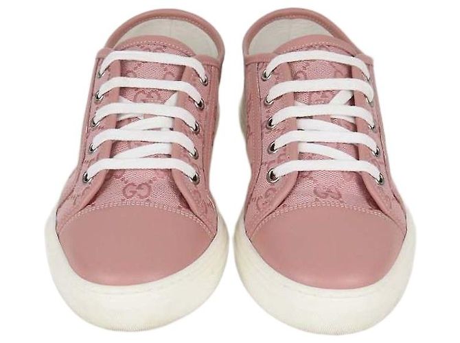 Sneakers basse Gucci in canvas GG e pelle rosa