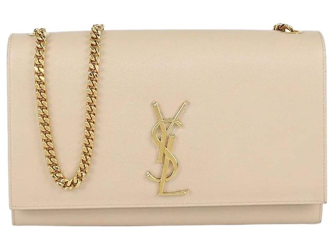 Borsa a tracolla Medium Kate in pelle beige Saint Laurent