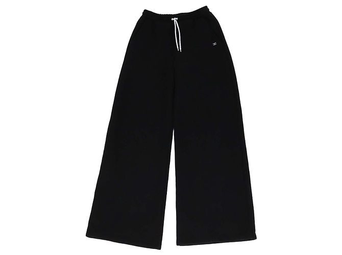 Céline Celine Black Cotton Drawstring Flared Sweatpants