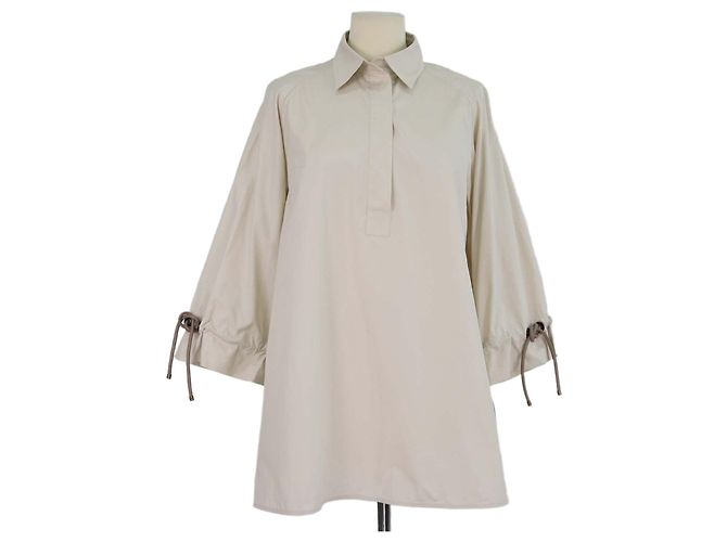 Max Mara MXMADORNI Bluse aus Baumwolle in Hellbeige