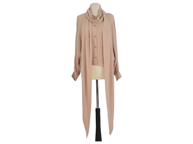 Camicia Patricia Loro Piana Beige in seta con mandala Ceramic e maniche a pipistrello lunghe