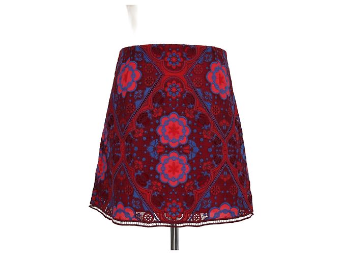 Sandro Lily Minirock aus floraler Jersey-Spitze in Rot/Blau
