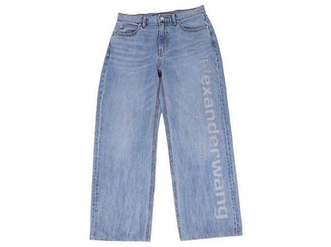 Pantaloni dritti Alexander Wang Blue Denim EZ-Cut Out