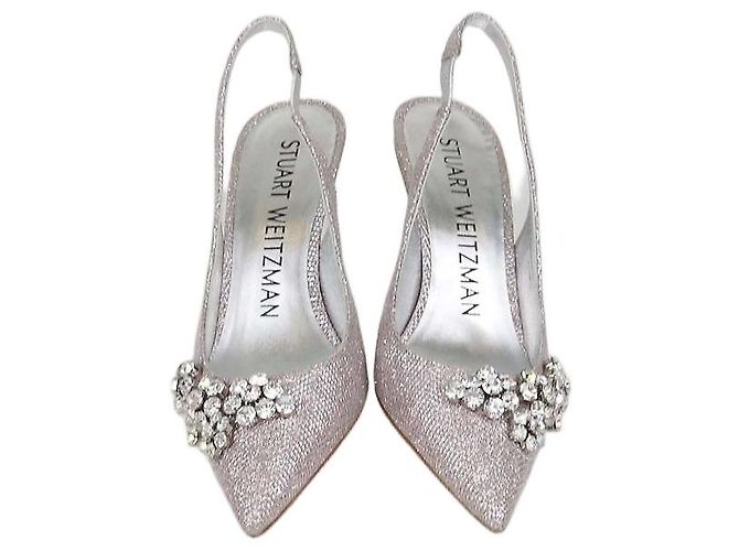 Escarpins Slingback Stuart Weitzman Metallic Pink Crystal Rose