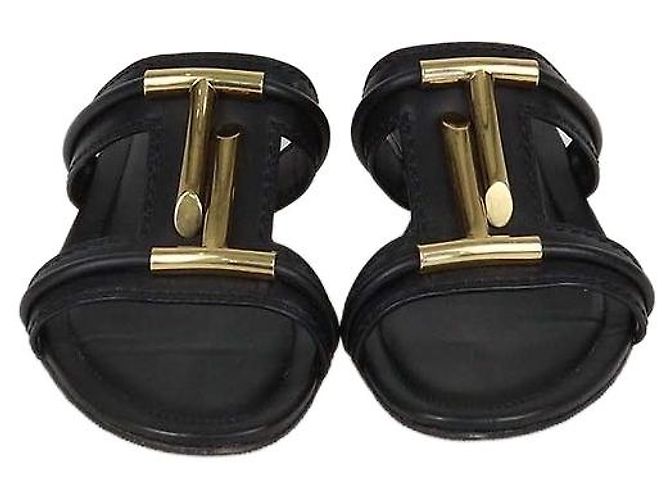 Ciabatte basse Tod's in pelle nera Double-T Nero