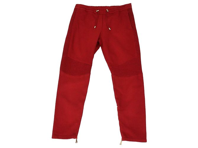 Pantalones de chándal Balmain de algodón rojo con cordón Roja