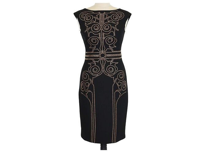 Autre Marque Mini abito senza maniche Versace Collection nero con cristalli