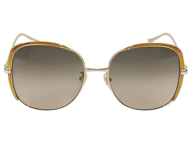 Gucci Yellow/Brown Gradient Oversized Square Sunglasses Golden