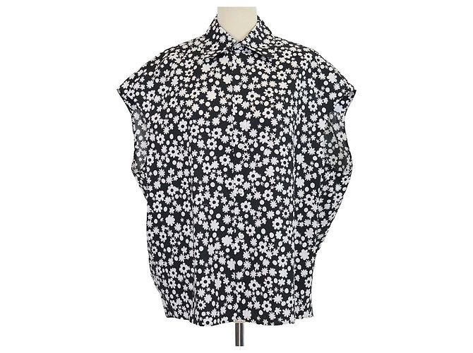Camicia senza maniche Marni in cotone floreale nero/bianco