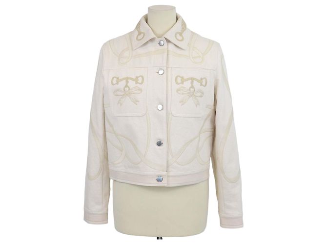 Hermès Chaqueta bordada Hermes Naturel Denim Beige