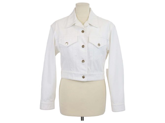 Chaqueta crop de denim blanco Louis Vuitton