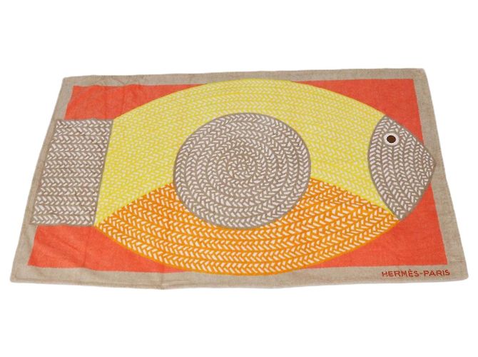 Hermès Telo mare Hermes Multicolor Terry Cloth Poisson Natte Multicolore