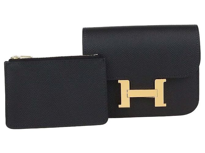 Hermès Hermes Black Epsom Leather Constance Slim Wallet