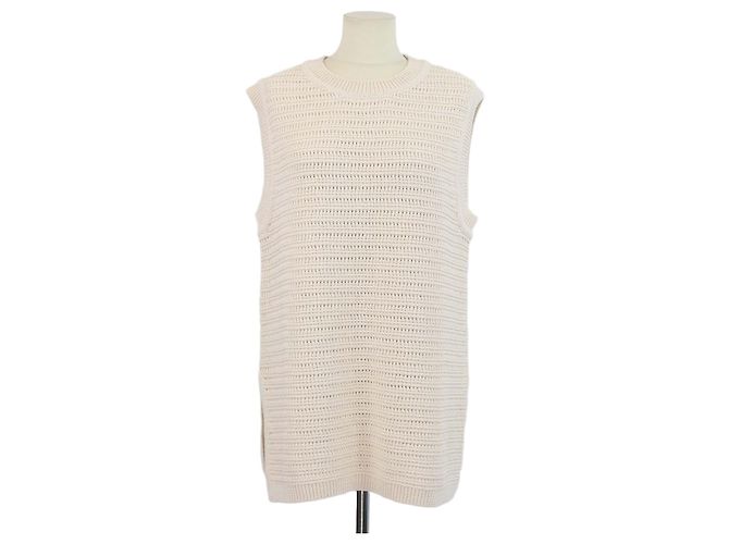 Autre Marque Chaleco de ganchillo en mezcla de algodón beige Soft Goat