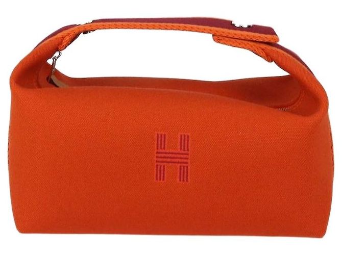 Hermès Orange Feu Canvas Small Bride-a-Brac Case