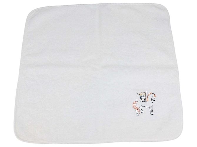 Hermès Toalla de mano Hermes Cabriole de algodón blanco