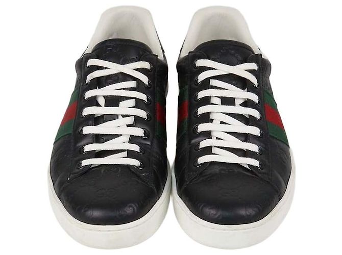 Sneakers basse classiche Ace in pelle Guccissima nera Gucci Nero