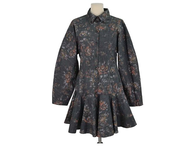 Abito camicia Phantom Ganni in cotone nero floreale