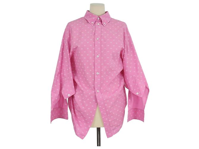 Camisa Balenciaga Swing Twisted Poplin BB Allover de algodón rosa
