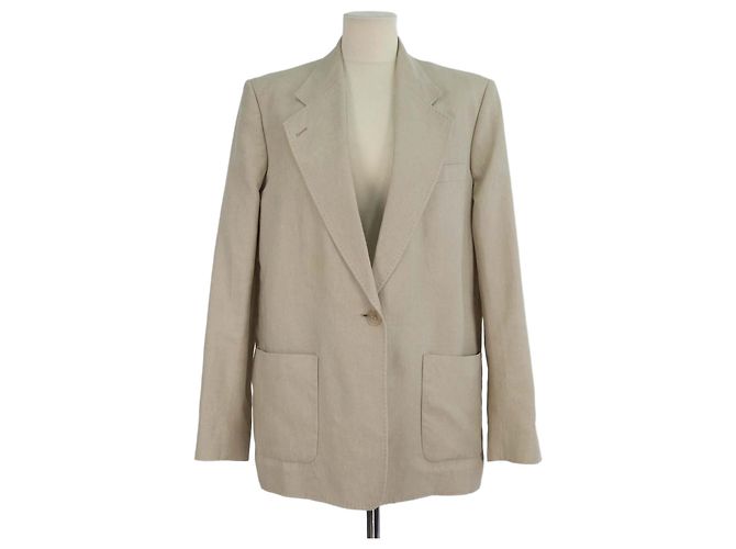 Acne Studios Beige Linen Single Breasted Blazer