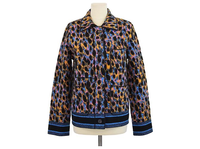 Christian Dior Multicolor Blend Wool Leopard Print Jacket Multiple colors