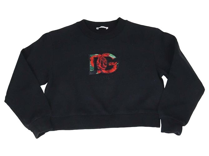Autre Marque Felpa a maniche lunghe per bambini Dolce & Gabbana in cotone nero con patch stampato DG