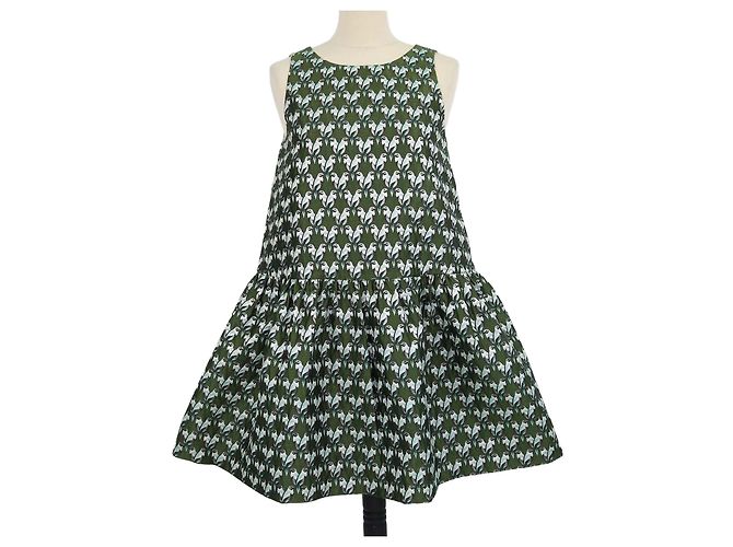 Maje Mini-Kleid aus Polyester-Jacquard-Mischung in Metallic-Grün mit Papageien-Print
