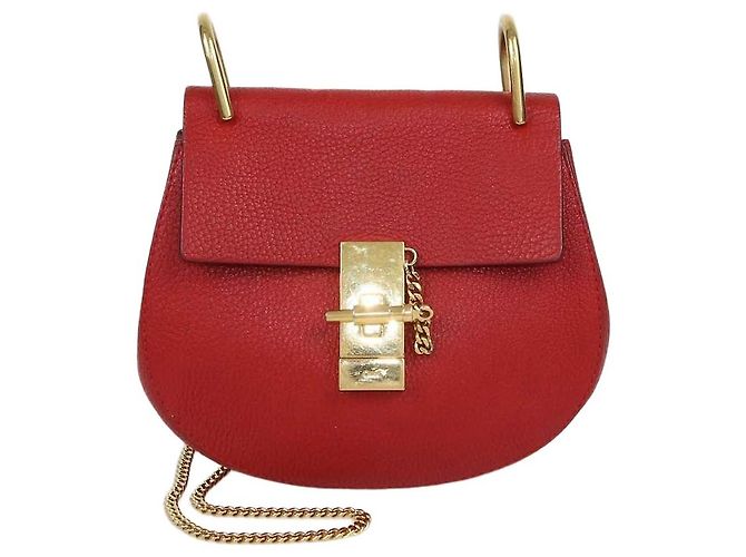 Chloé Bolsa de ombro Drew pequena em couro vermelho Chloe