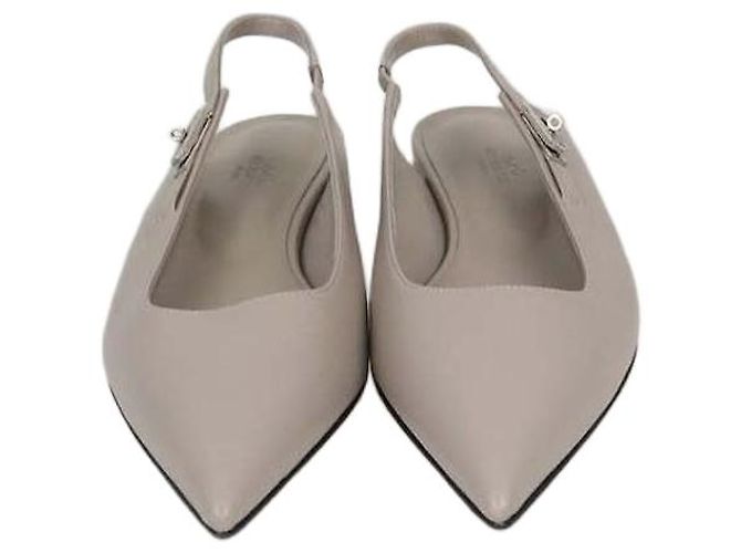 Hermès Hermes Beige Nomade Leather Lovely Slingback Pumps Grey