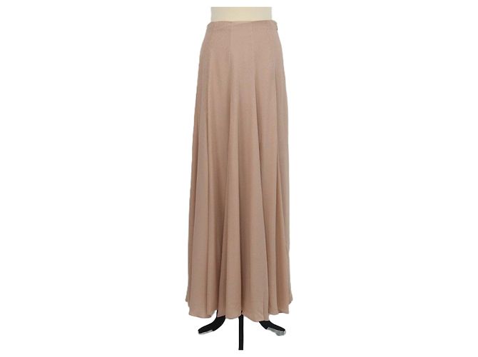 Falda Maxi Monika Loro Piana de Seda Beige Mandala Ceramic