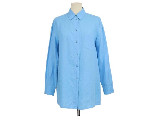 Camicia Loro Piana a maniche lunghe in lino blu