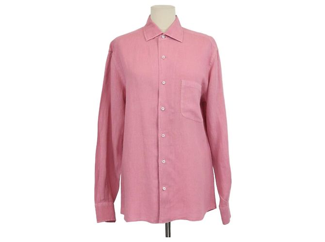 Camicia a maniche lunghe in lino rosa Loro Piana