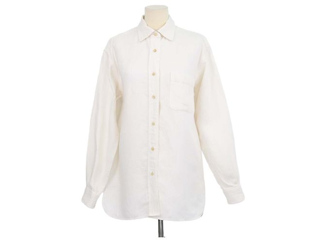 The Row Nesson Oversized Button Down Hemd aus Leinen-Denim in Creme Roh