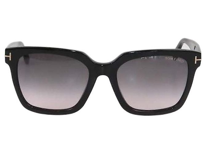 Tom Ford Black Acetate Selby Square Sunglasses