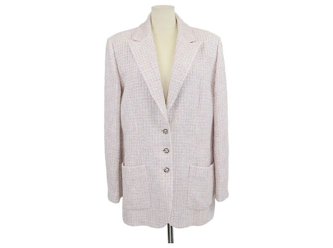 Blazer Chanel in tweed rosa monopetto