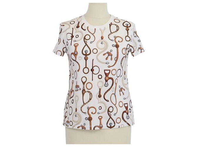 Hermès Camiseta Hermes de algodón blanco Panoplie Tout Print