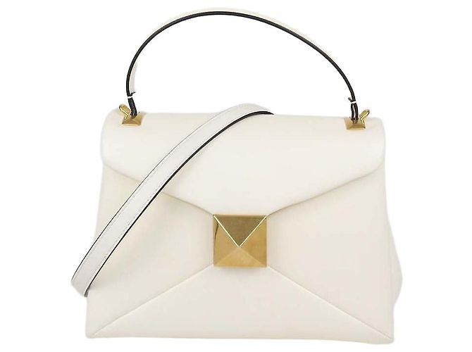 mala Valentino Small One Stud em pele marfim Branco