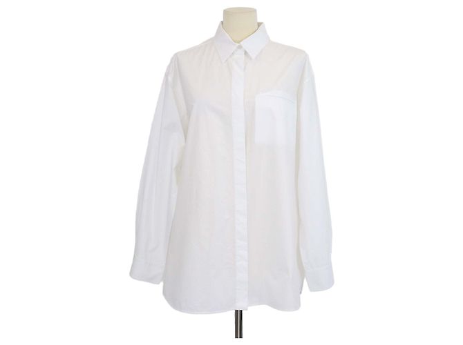 The Row Camicia oversize a maniche lunghe in popeline di cotone bianca Bianco