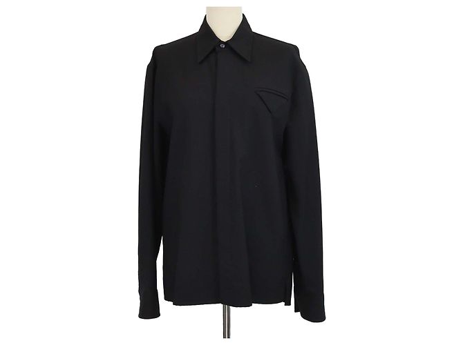 Camicia a maniche lunghe in lana nera Bottega Veneta Nero