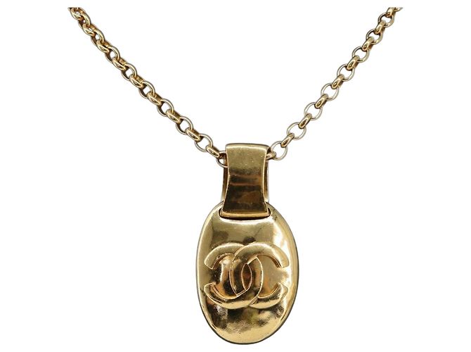 Collana CHANEL Metallo Tono Oro CC Auth bs36893M